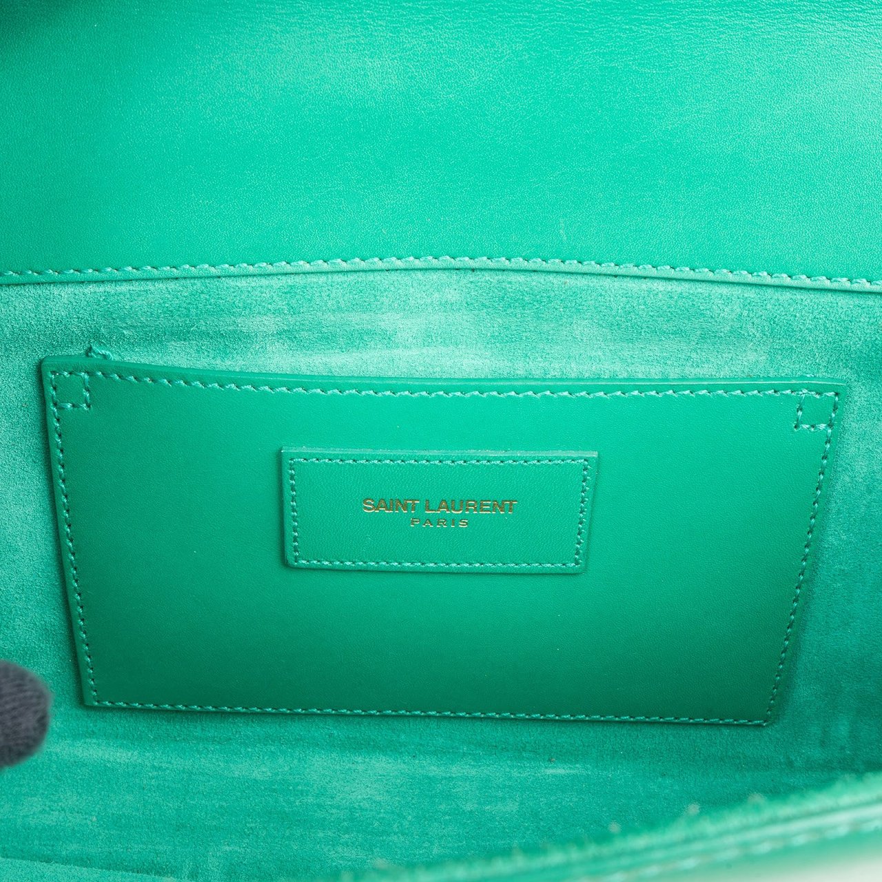 Saint Laurent Green Leather Clutch Groen
