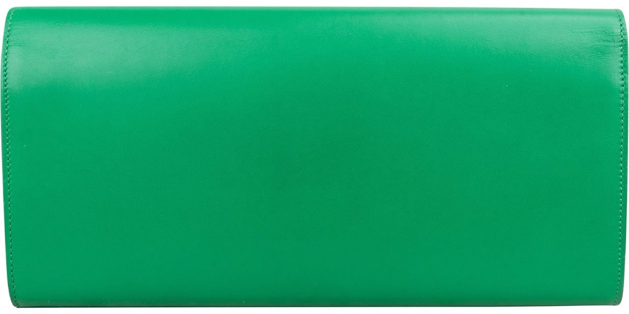 Saint Laurent Green Leather Clutch Groen
