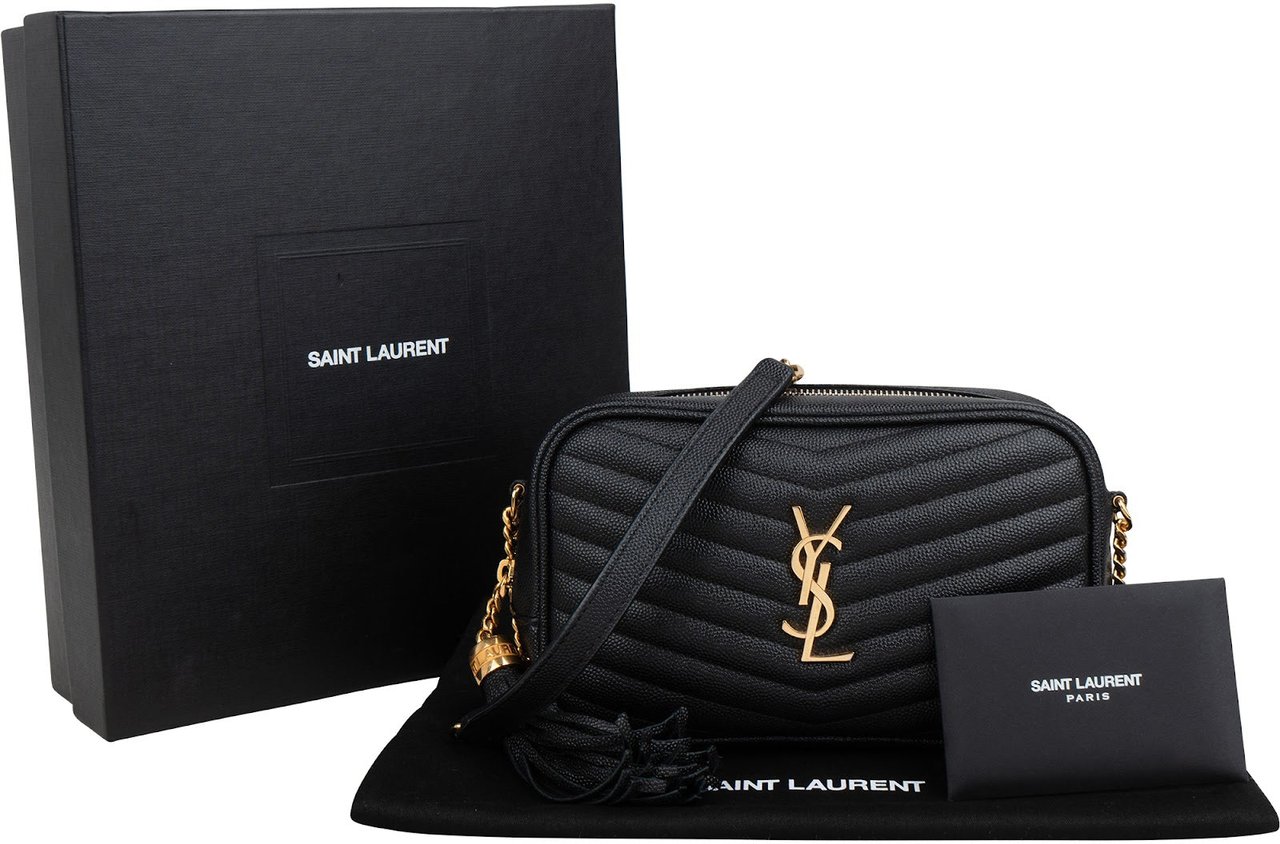 Saint Laurent Quilted Leather Lou Camera Crossbody Bag Zwart