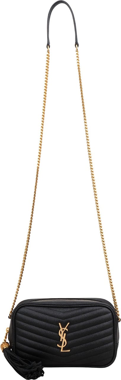 Saint Laurent Quilted Leather Lou Camera Crossbody Bag Zwart