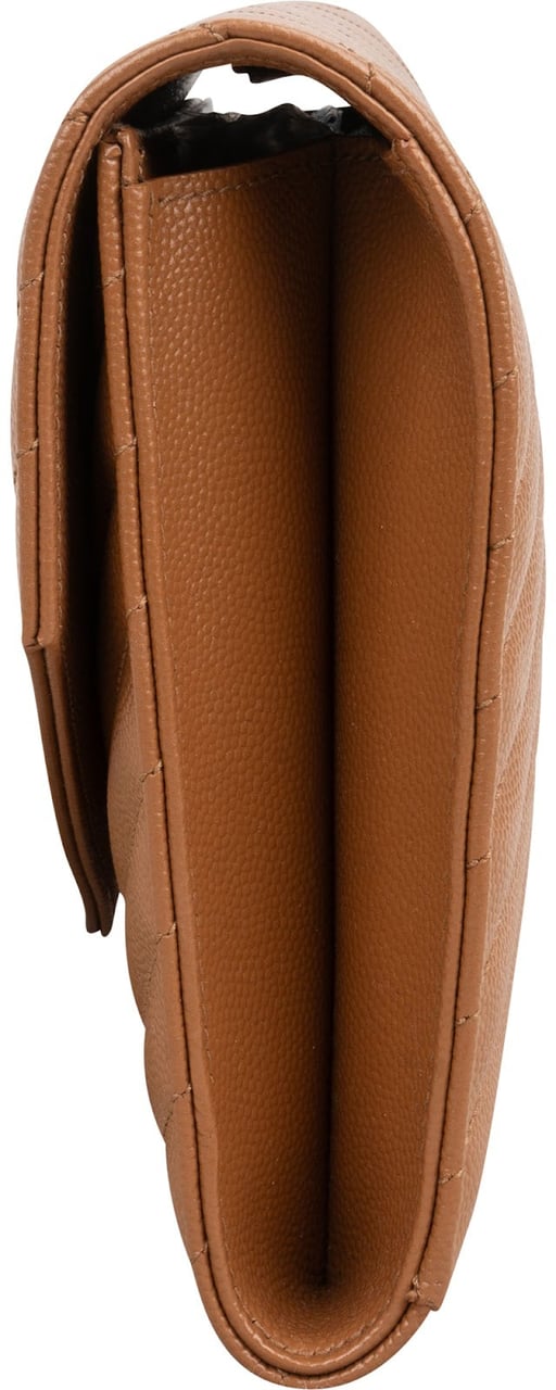 Saint Laurent Grain de Poudre Leather Clutch Bruin