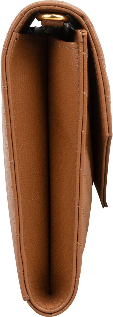 Saint Laurent Grain de Poudre Leather Clutch Bruin
