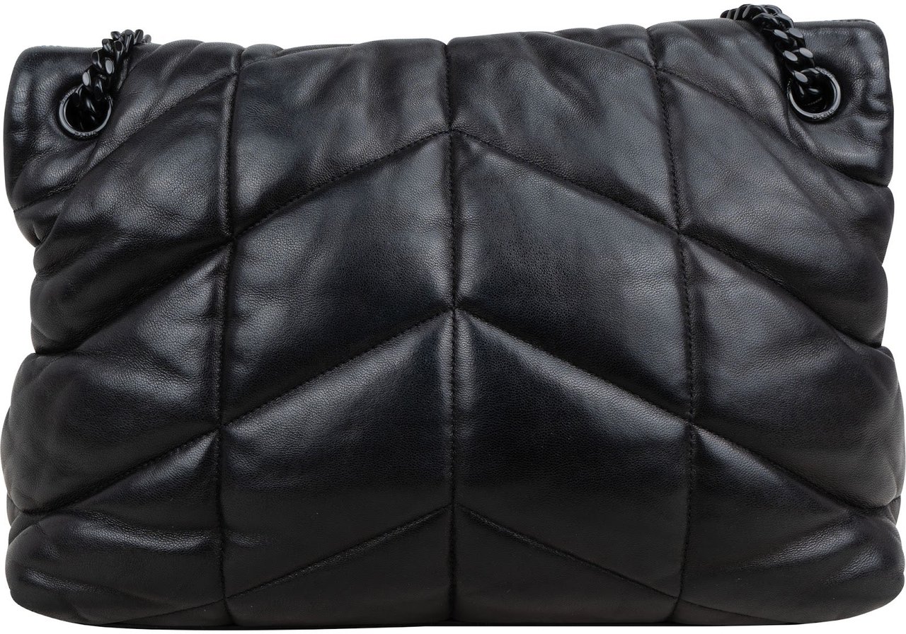 Saint Laurent Quilted Lambskin Loulou Puffer Crossbody Bag Zwart