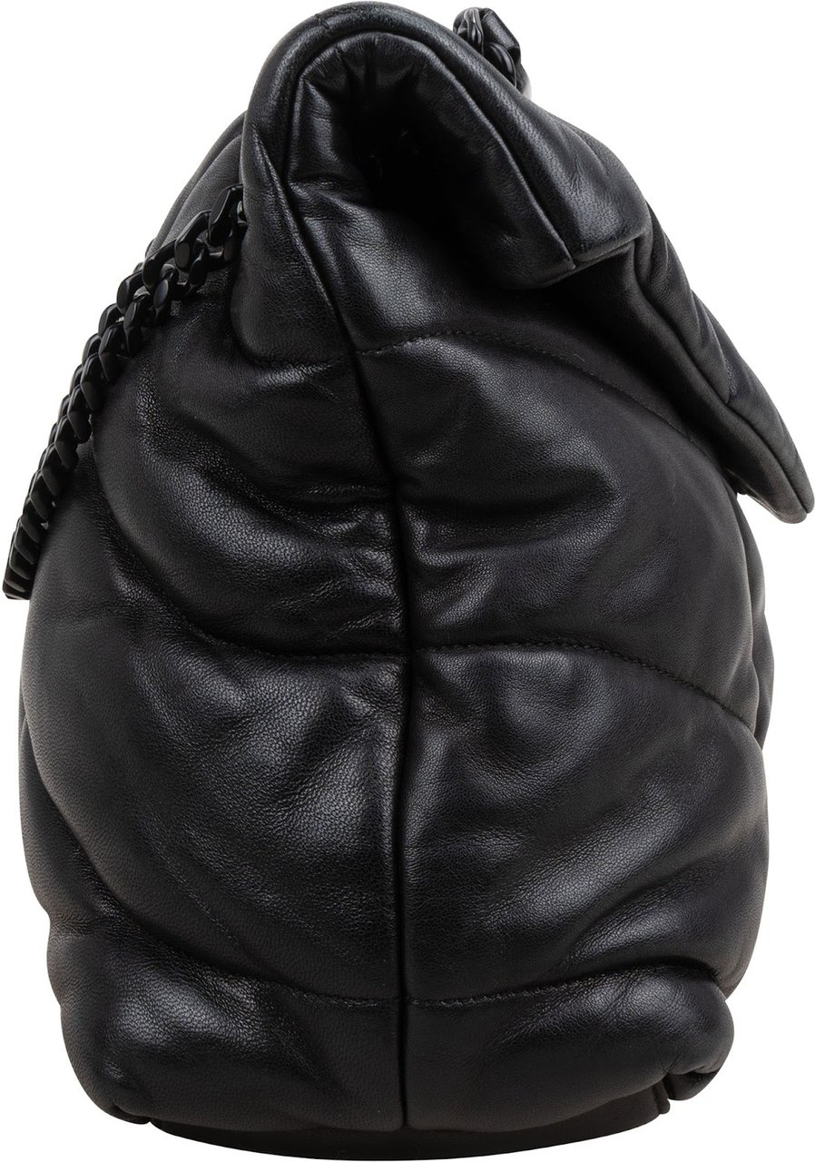 Saint Laurent Quilted Lambskin Loulou Puffer Crossbody Bag Zwart