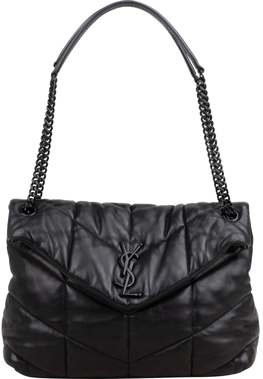 Saint Laurent Quilted Lambskin Loulou Puffer Crossbody Bag Zwart