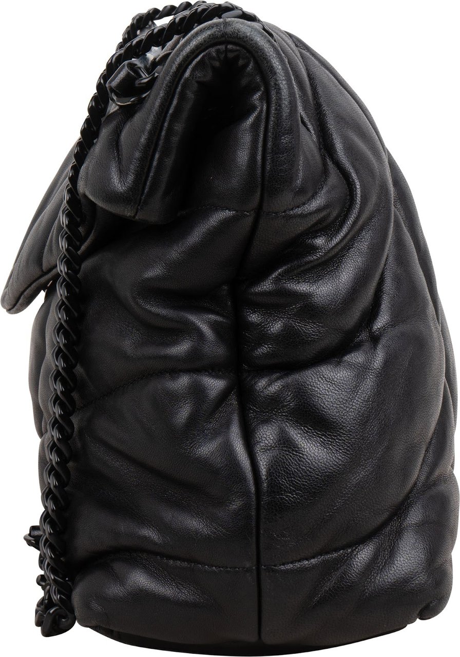 Saint Laurent Quilted Lambskin Loulou Puffer Crossbody Bag Zwart