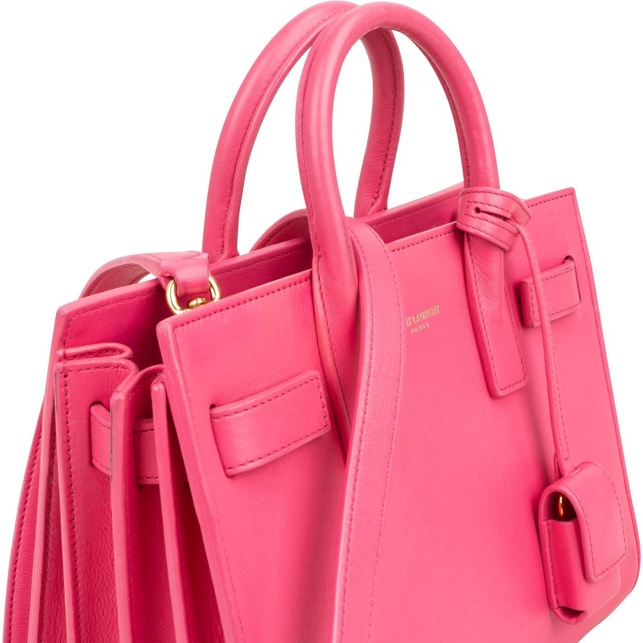 Saint Laurent Pink Calfskin Nano Sac De Jour Handbag Rood