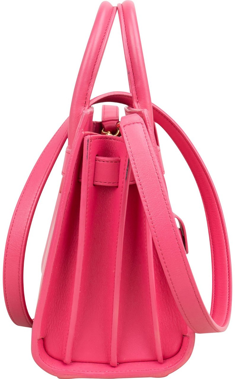 Saint Laurent Pink Calfskin Nano Sac De Jour Handbag Rood