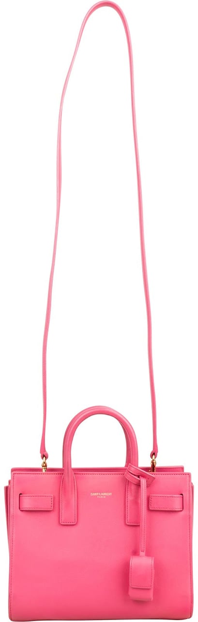 Saint Laurent Pink Calfskin Nano Sac De Jour Handbag Rood