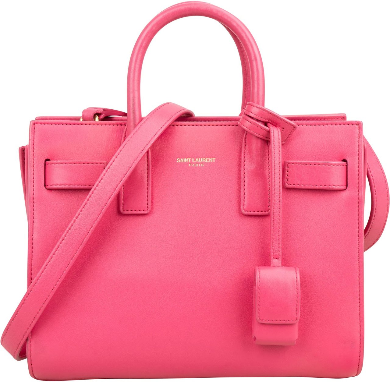 Saint Laurent Pink Calfskin Nano Sac De Jour Handbag Rood