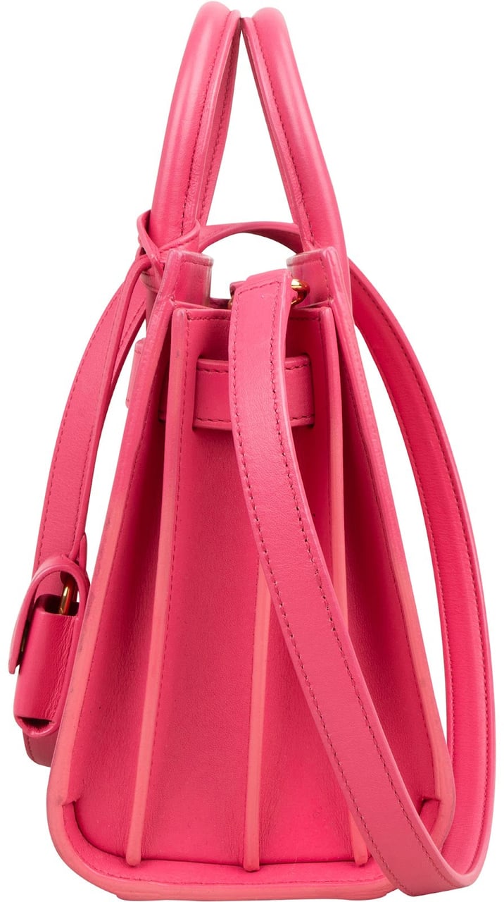 Saint Laurent Pink Calfskin Nano Sac De Jour Handbag Rood