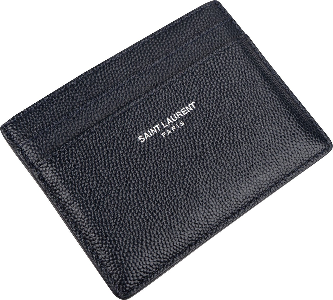Saint Laurent Grain de Poudre Leather Card Holder Wallet Blauw