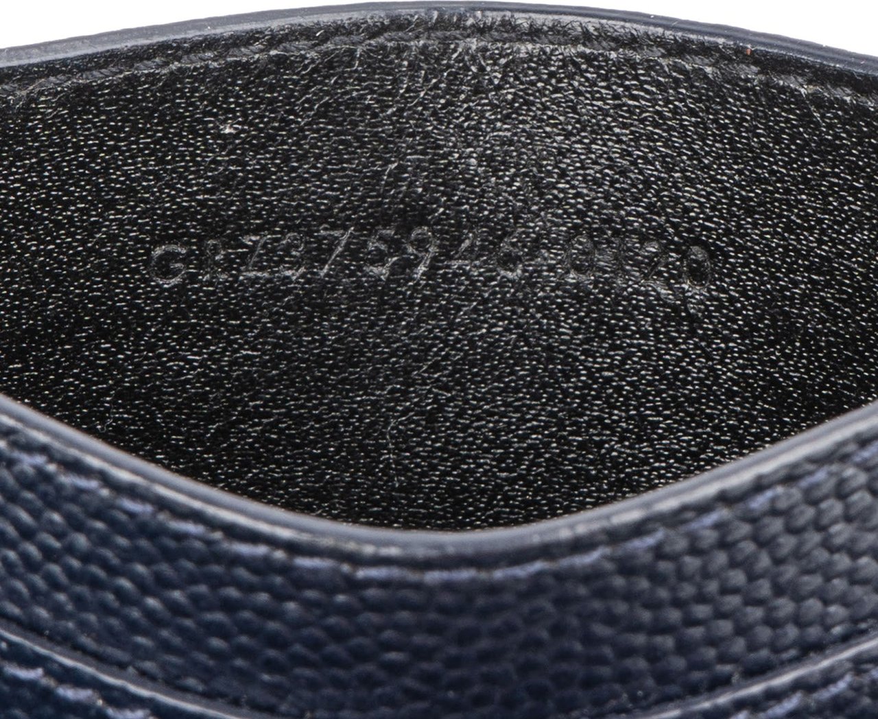 Saint Laurent Grain de Poudre Leather Card Holder Wallet Blauw