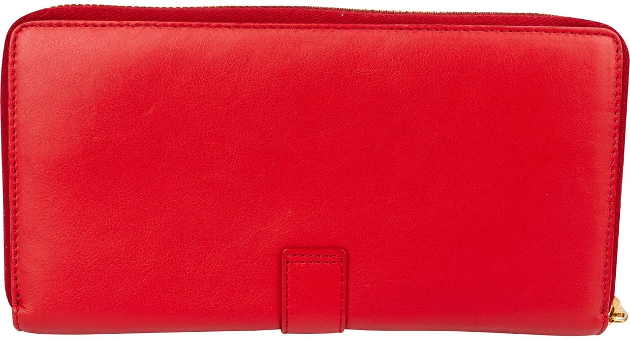 Saint Laurent Red Leather Chic Y Zip Around Wallet Rood