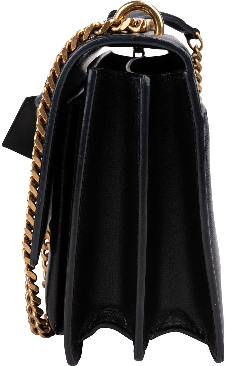 Saint Laurent Black Leather Sunset Medium Crossbody Bag Zwart
