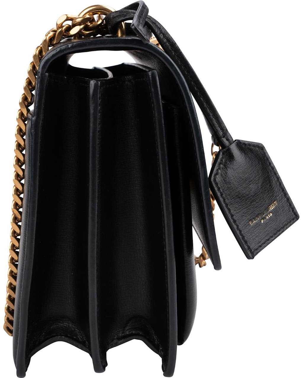 Saint Laurent Black Leather Sunset Medium Crossbody Bag Zwart