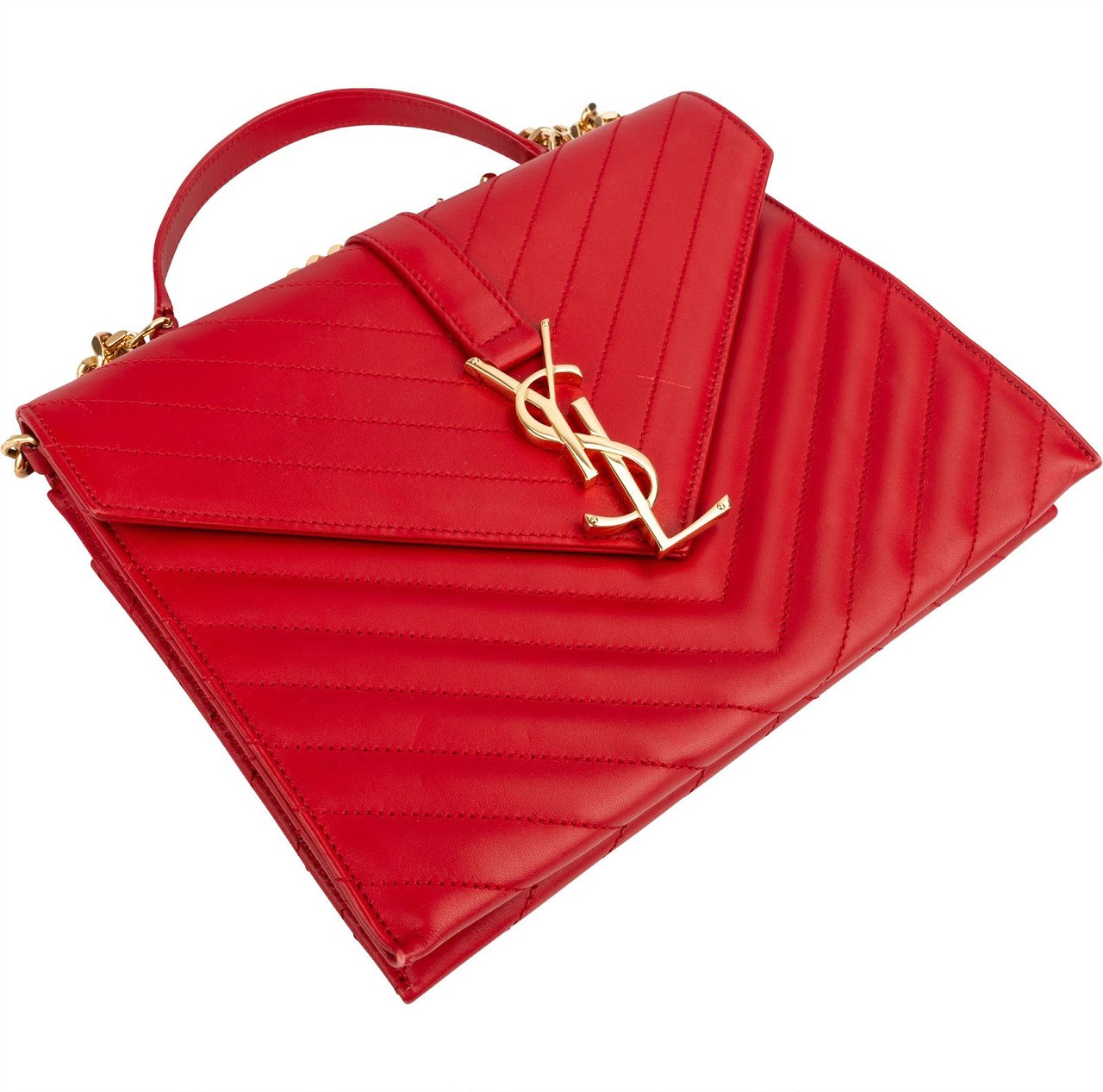 Saint Laurent Yves Saint Laurent Quilted Calfskin Envelope Shoulder Bag Rood