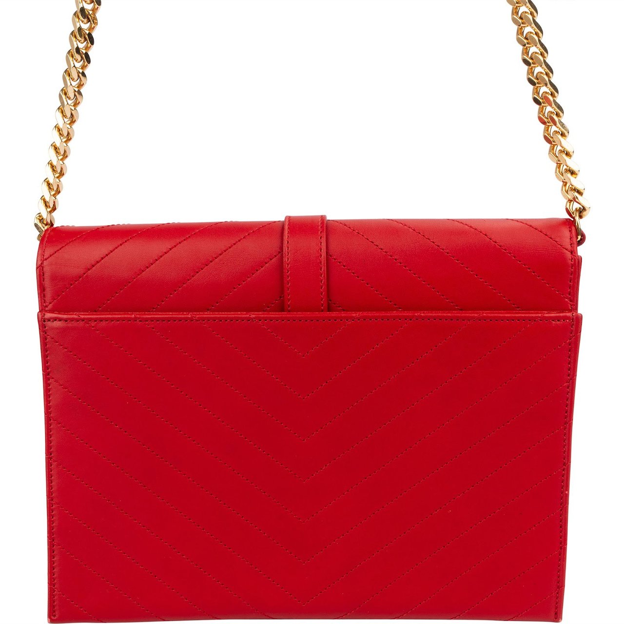 Saint Laurent Yves Saint Laurent Quilted Calfskin Envelope Shoulder Bag Rood