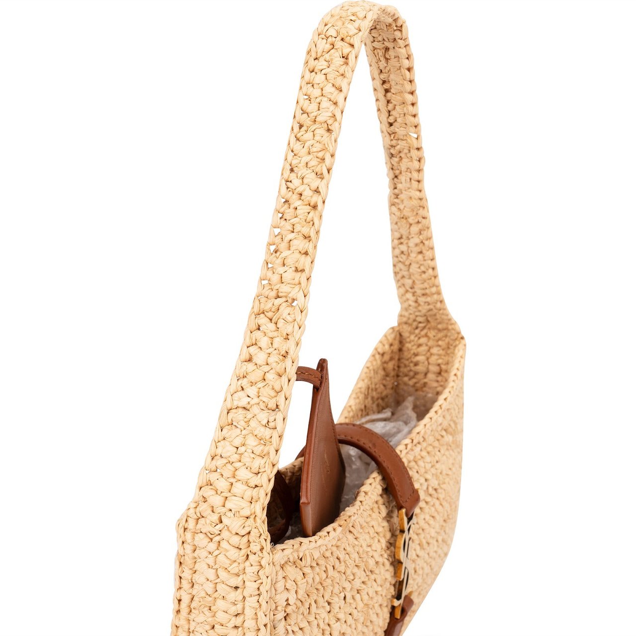 Saint Laurent Raffia Le 5 à 7 Hobo Mini Handbag Beige