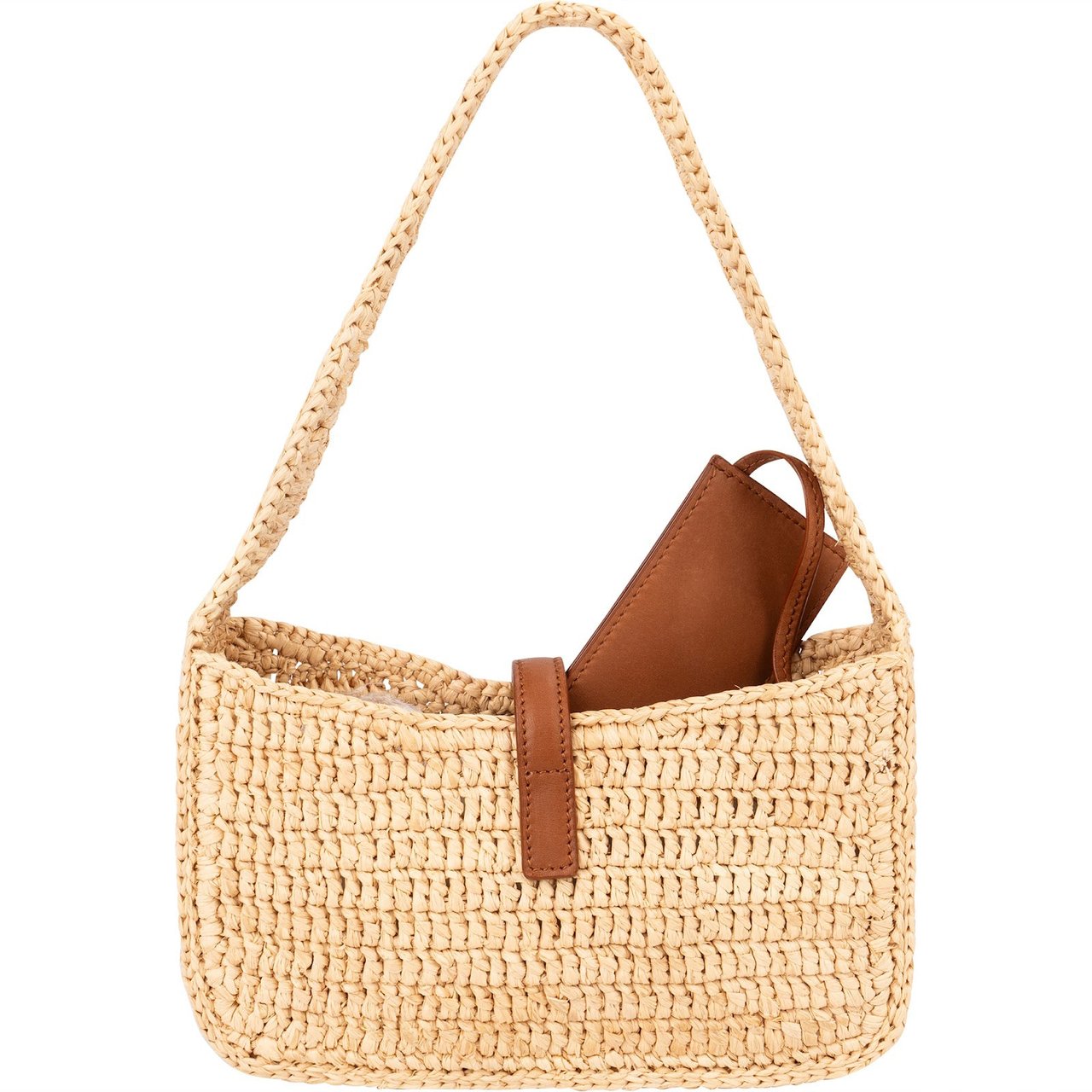 Saint Laurent Raffia Le 5 à 7 Hobo Mini Handbag Beige