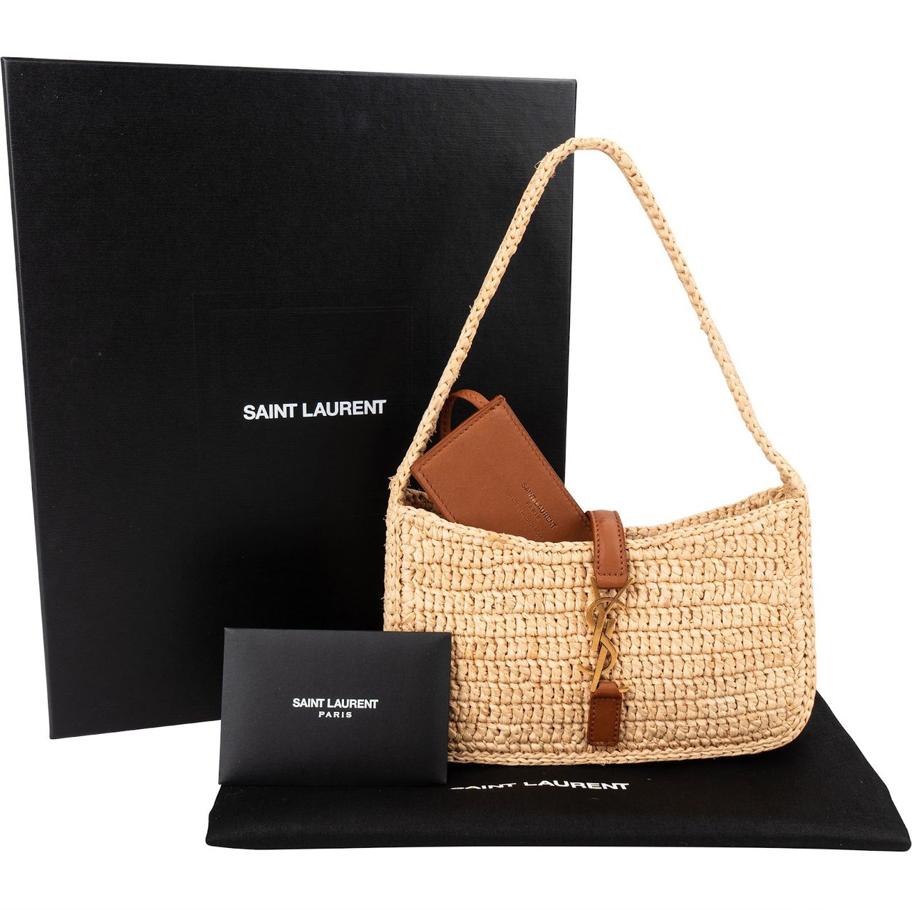 Saint Laurent Raffia Le 5 à 7 Hobo Mini Handbag Beige