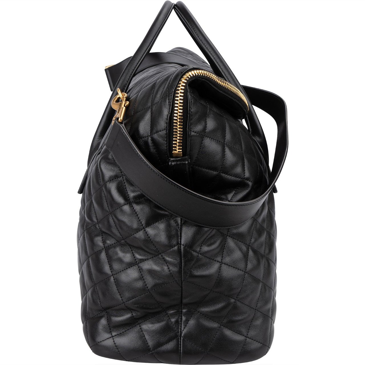 Saint Laurent Quilted Lambskin ES Giant Travel Bag Zwart