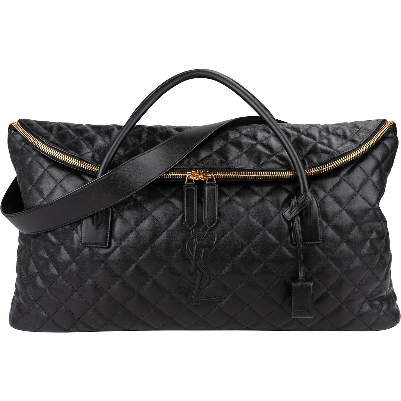 Saint Laurent Quilted Lambskin ES Giant Travel Bag Zwart