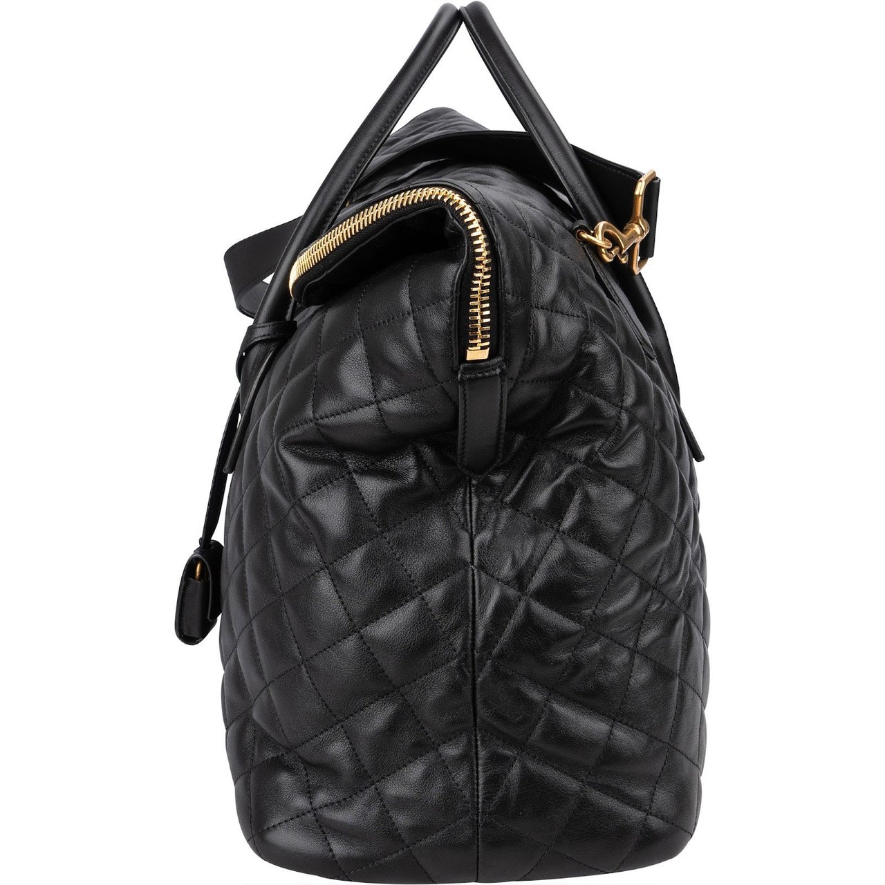 Saint Laurent Quilted Lambskin ES Giant Travel Bag Zwart
