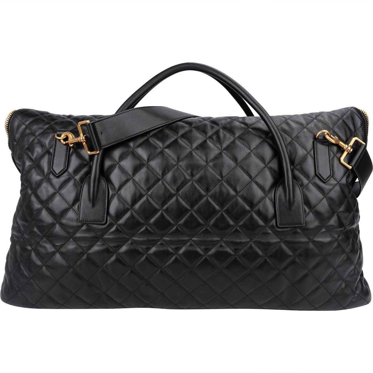 Saint Laurent Quilted Lambskin ES Giant Travel Bag Zwart