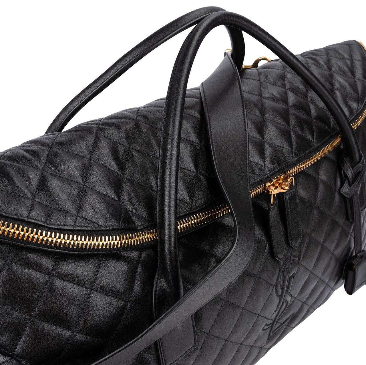 Saint Laurent Quilted Lambskin ES Giant Travel Bag Zwart