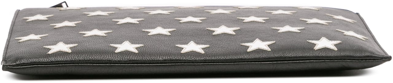 Saint Laurent Leather Star Rider Tablet Pouch Zwart