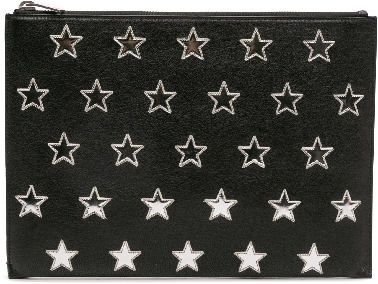 Saint Laurent Leather Star Rider Tablet Pouch Zwart