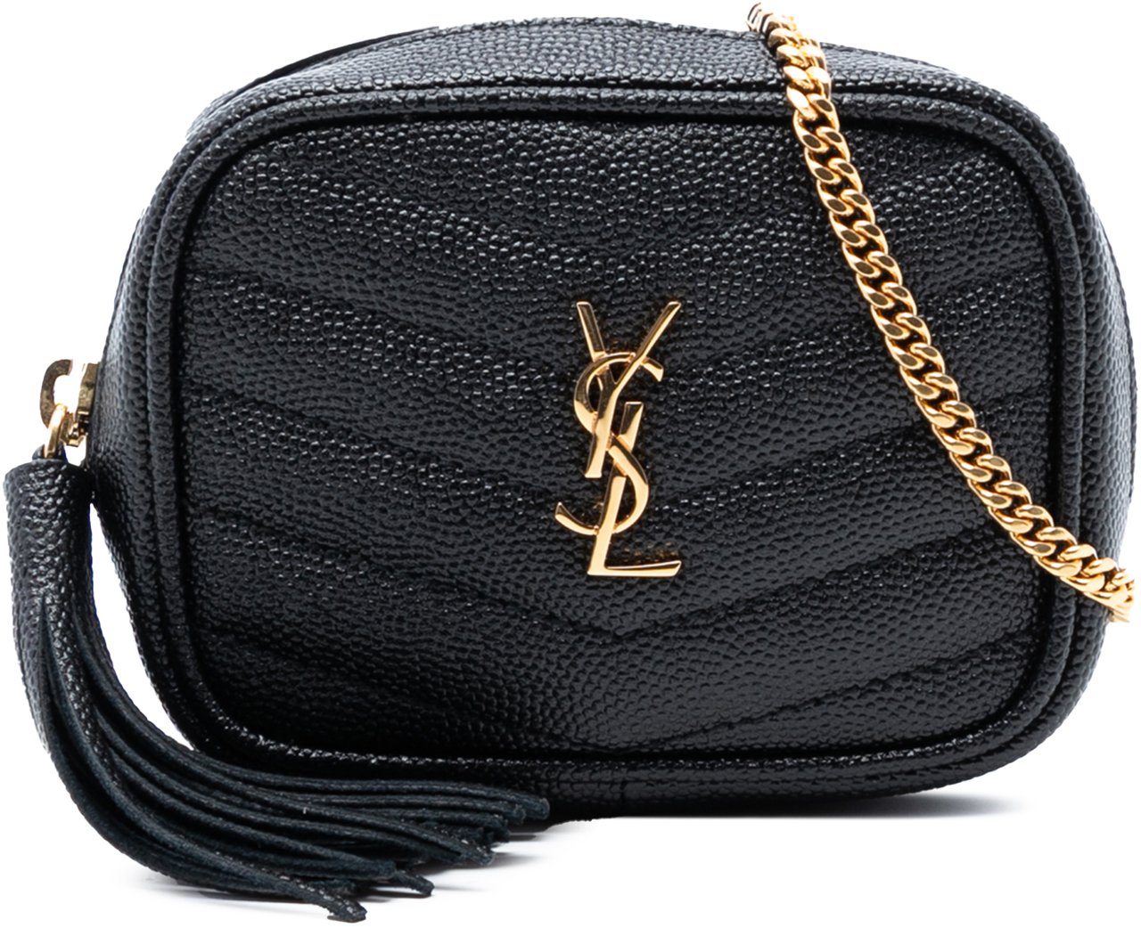 Saint Laurent Baby Matelasse Grain De Poudre Monogram Lou Camera Bag Zwart