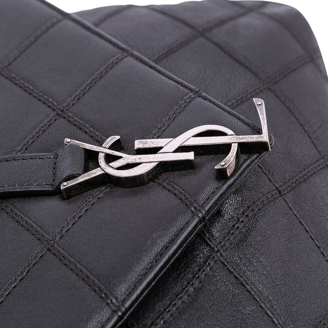 Saint Laurent Large Quilted Diamond Calfskin Monogram College Satchel Zwart