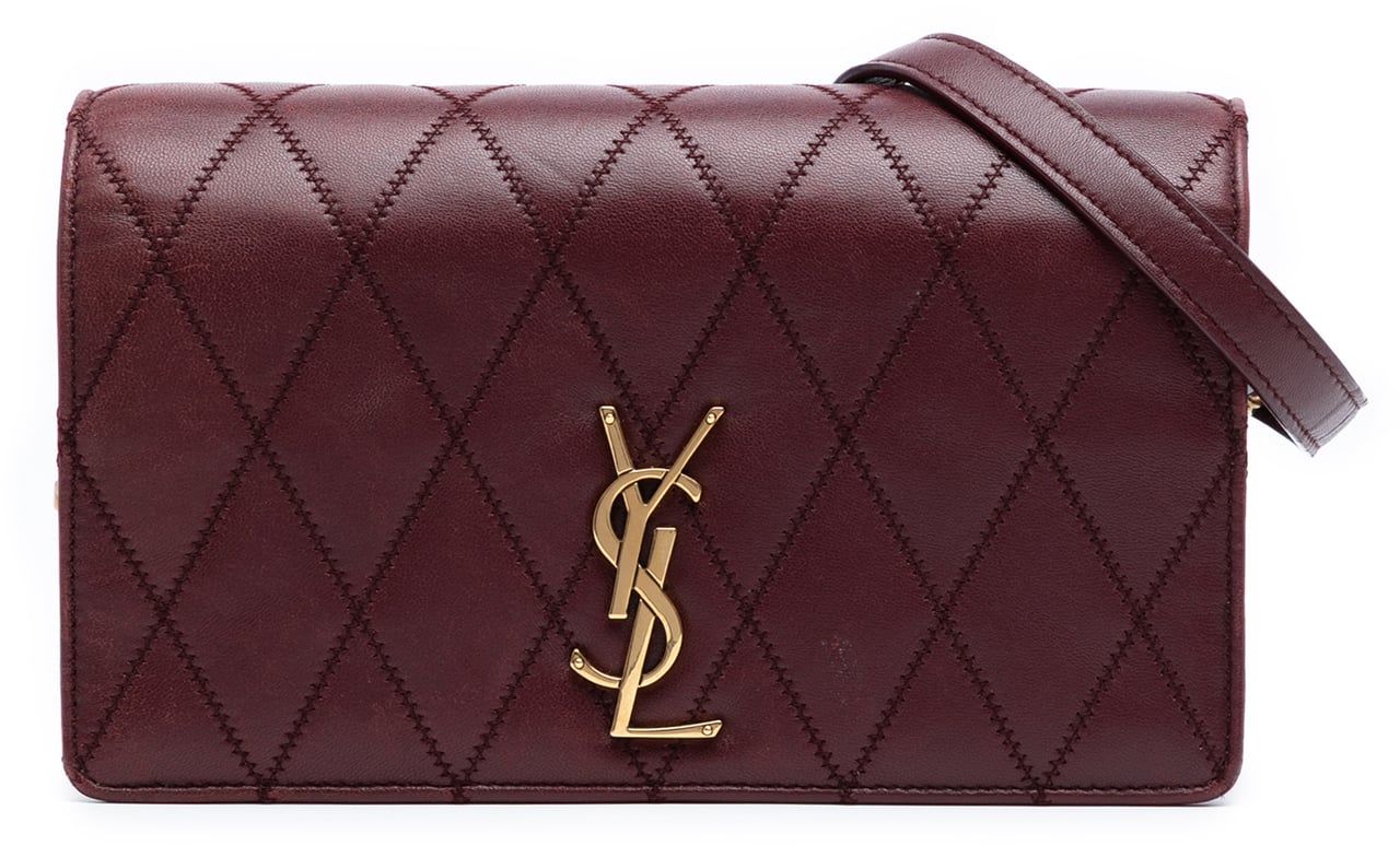 Saint Laurent Diamond Quilted Lambskin Angie Chain Bag Rood