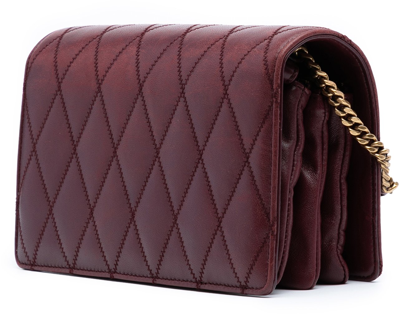 Saint Laurent Diamond Quilted Lambskin Angie Chain Bag Rood