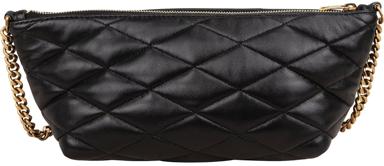 Saint Laurent Quilted Lambskin Sade Pochette Shoulder Bag Zwart