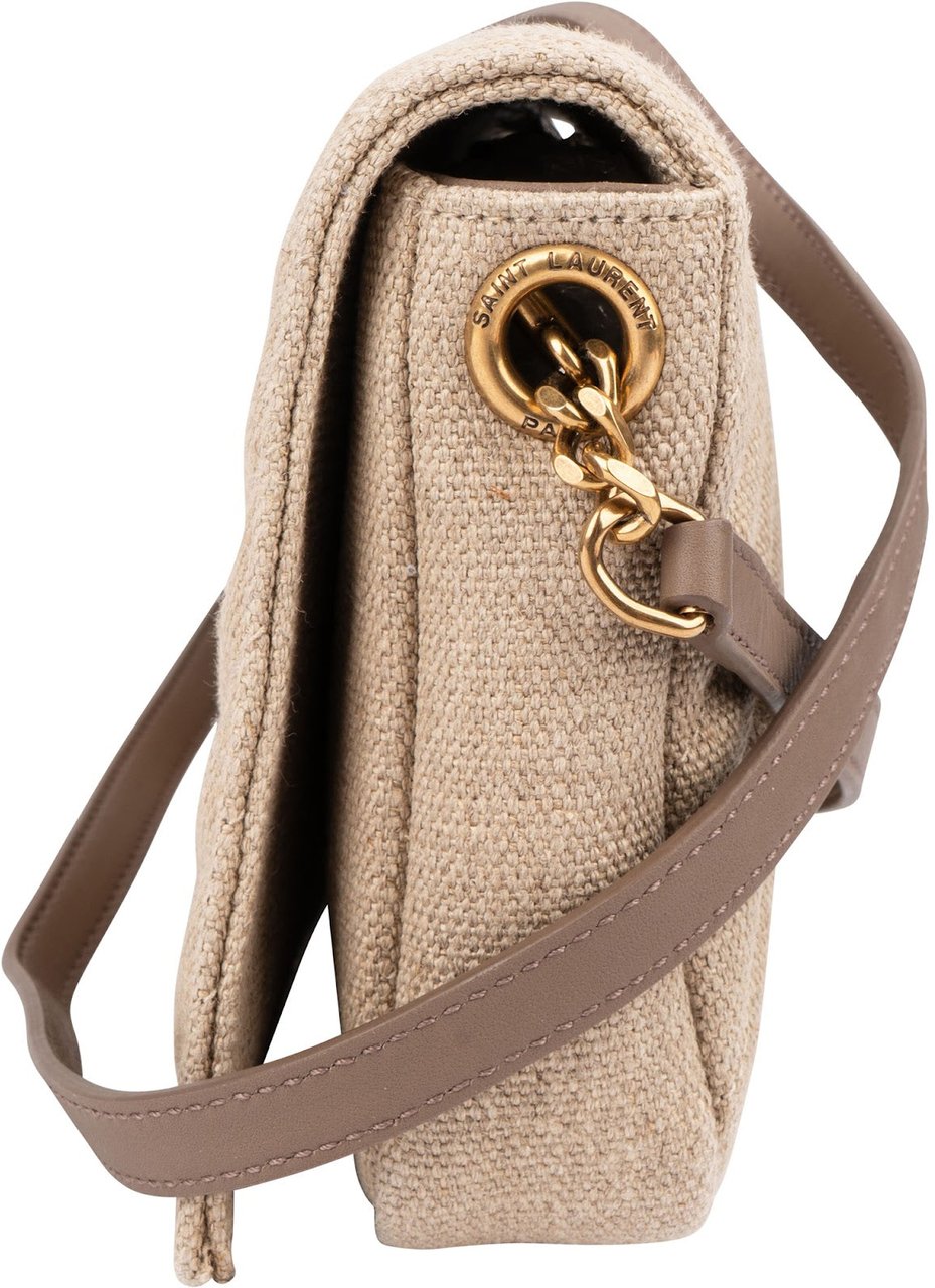 Saint Laurent Chevron Raffia Matelassé Envelope Crossbody Bag Beige