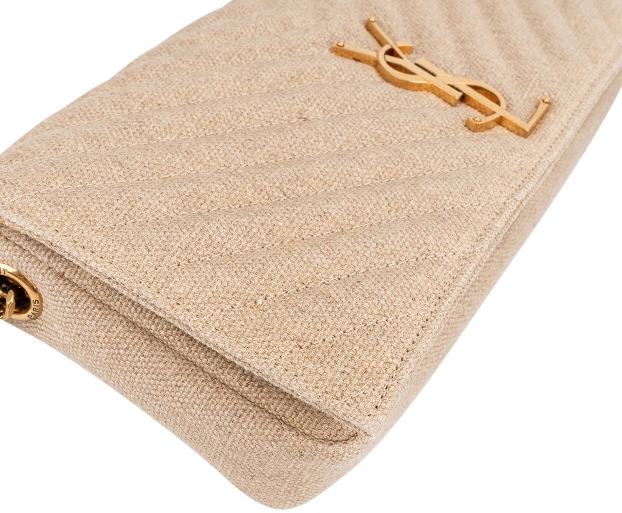 Saint Laurent Chevron Raffia Matelassé Envelope Crossbody Bag Beige