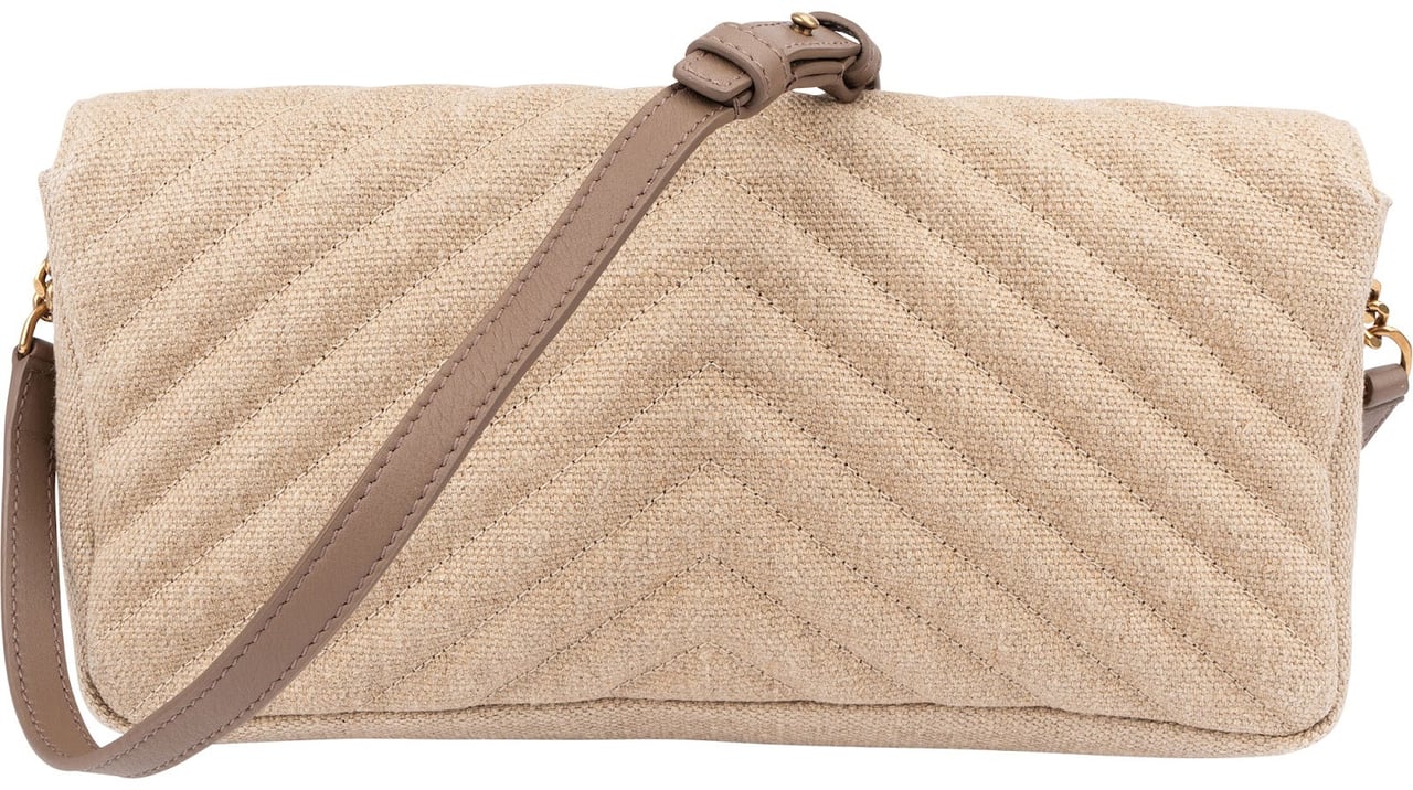 Saint Laurent Chevron Raffia Matelassé Envelope Crossbody Bag Beige
