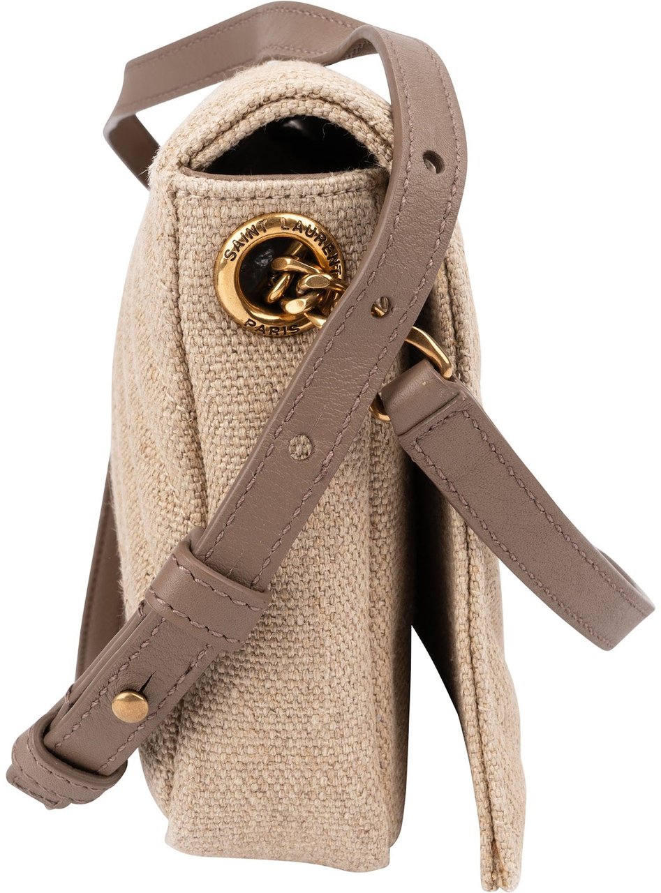 Saint Laurent Chevron Raffia Matelassé Envelope Crossbody Bag Beige