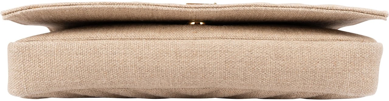 Saint Laurent Chevron Raffia Matelassé Envelope Crossbody Bag Beige