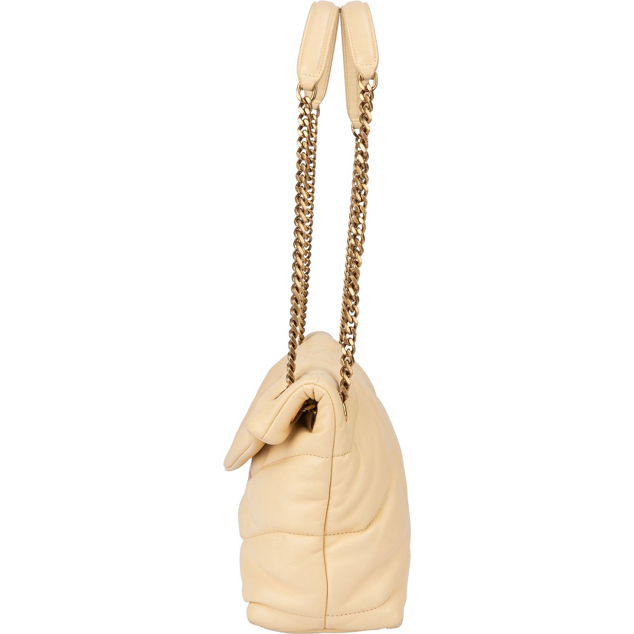 Saint Laurent Saint Laurent Beige Leather Puffer Crossbody Bag Beige
