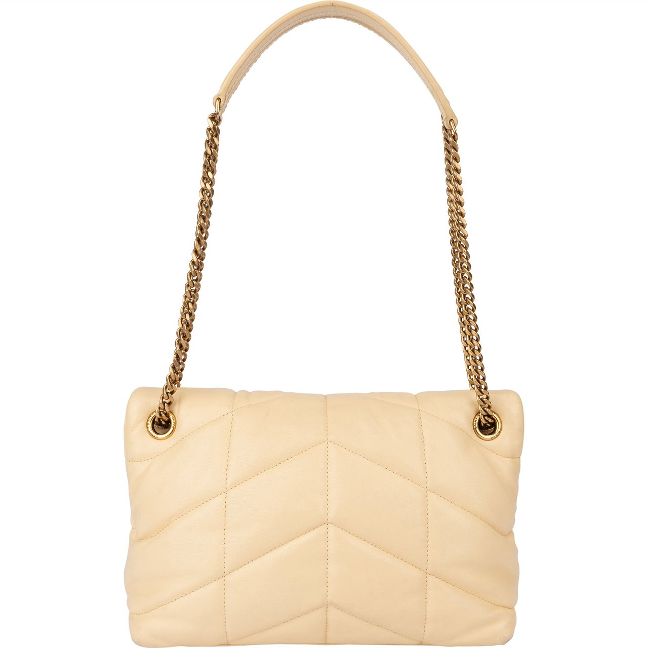 Saint Laurent Saint Laurent Beige Leather Puffer Crossbody Bag Beige