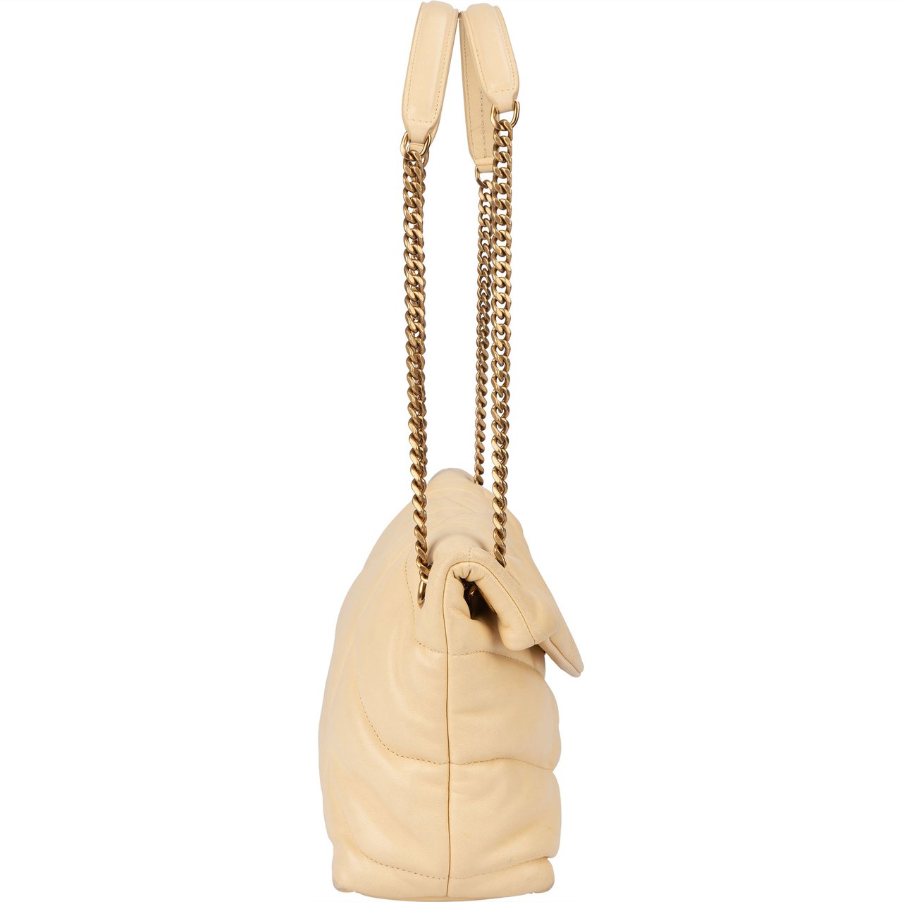 Saint Laurent Saint Laurent Beige Leather Puffer Crossbody Bag Beige