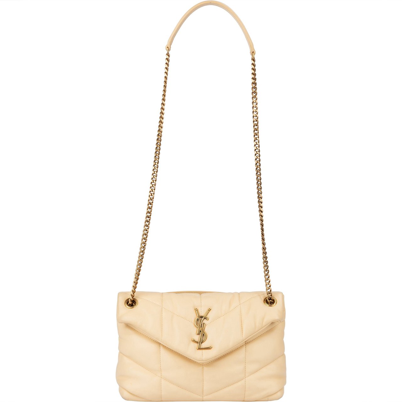 Saint Laurent Saint Laurent Beige Leather Puffer Crossbody Bag Beige