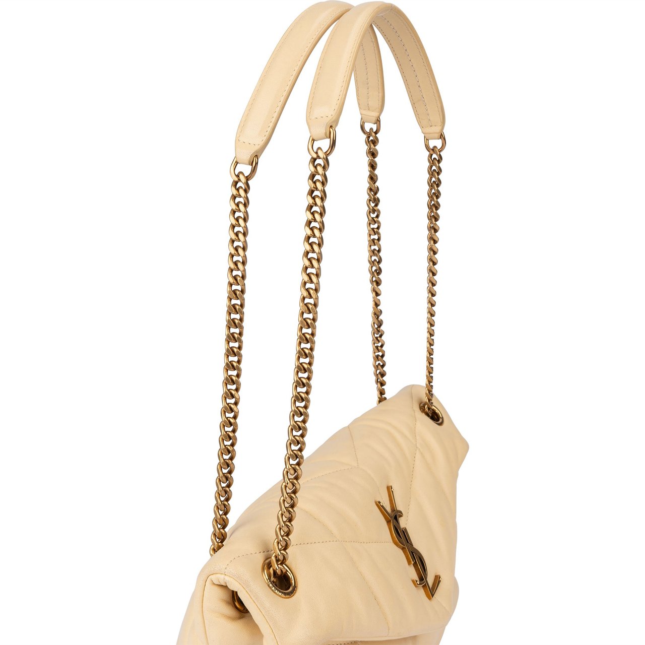 Saint Laurent Saint Laurent Beige Leather Puffer Crossbody Bag Beige