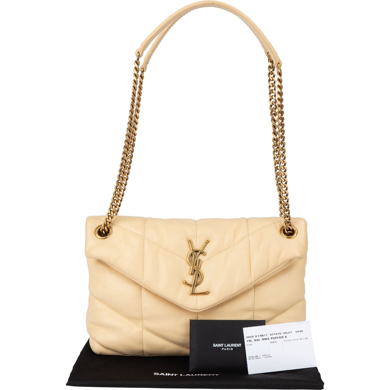 Saint Laurent Saint Laurent Beige Leather Puffer Crossbody Bag Beige