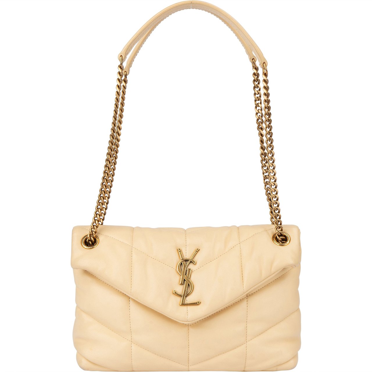 Saint Laurent Saint Laurent Beige Leather Puffer Crossbody Bag Beige