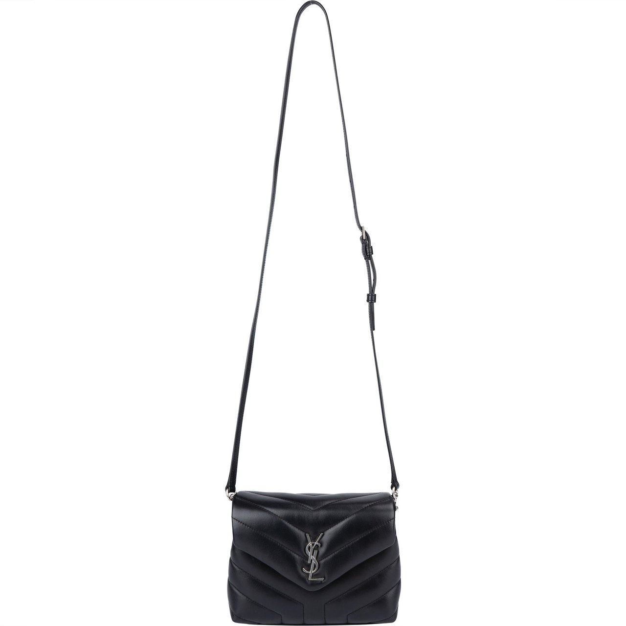 Saint Laurent Saint Laurent Black Leather Mini Lou Lou Crossbody Bag Zwart